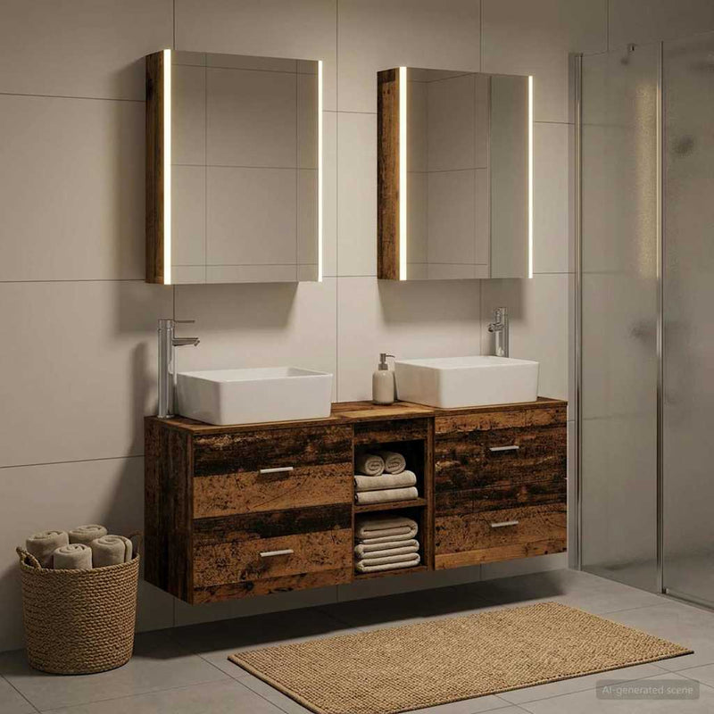 Set de mobilier pentru baie 5 buc. Lemn vechi