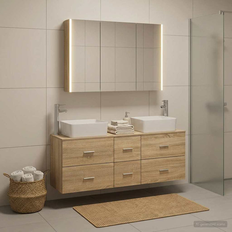 Set de mobilier pentru baie 4 buc. Stejar Sonoma
