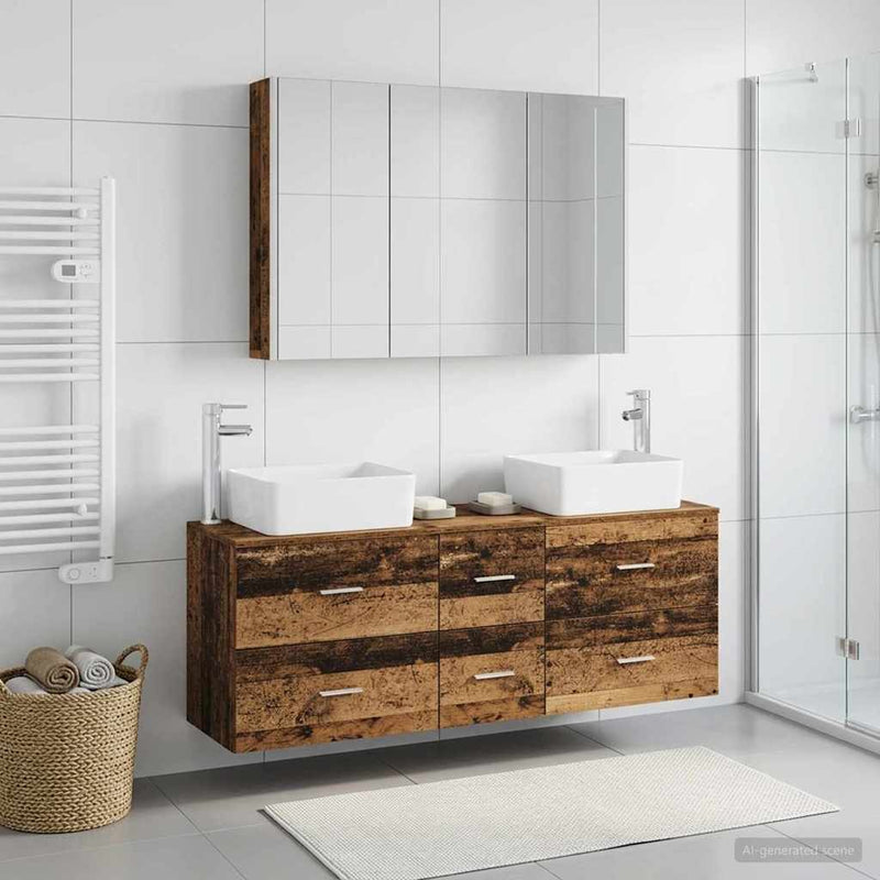 Set de mobilier pentru baie 4 buc. Lemn vechi