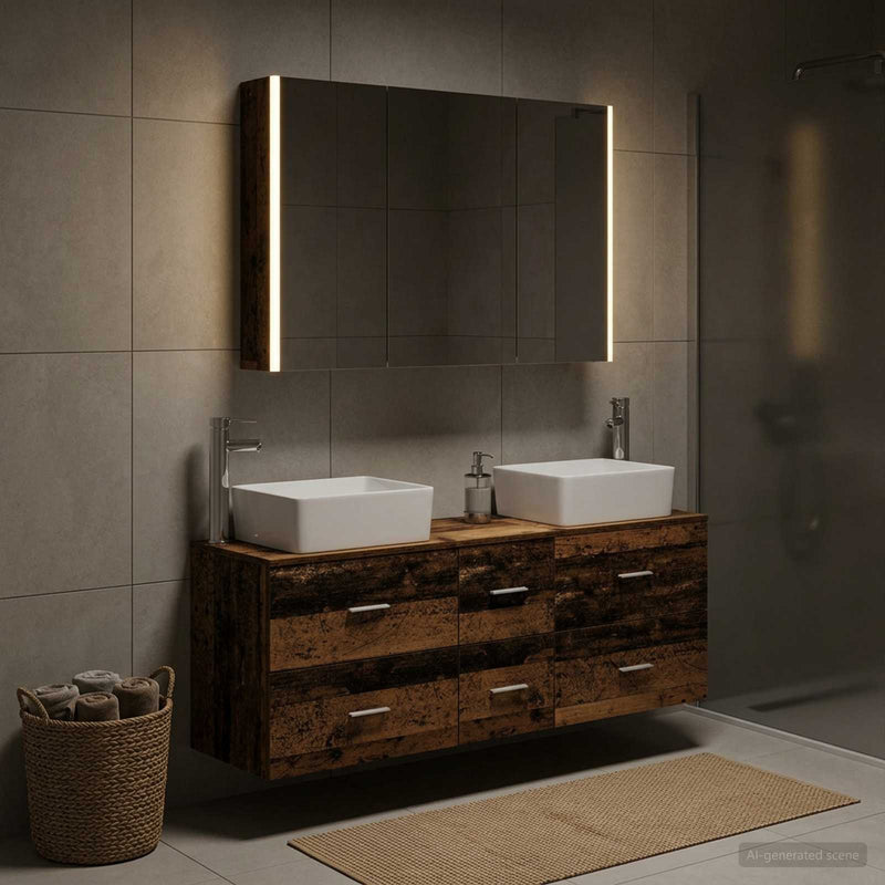 Set de mobilier pentru baie 4 buc. Lemn vechi