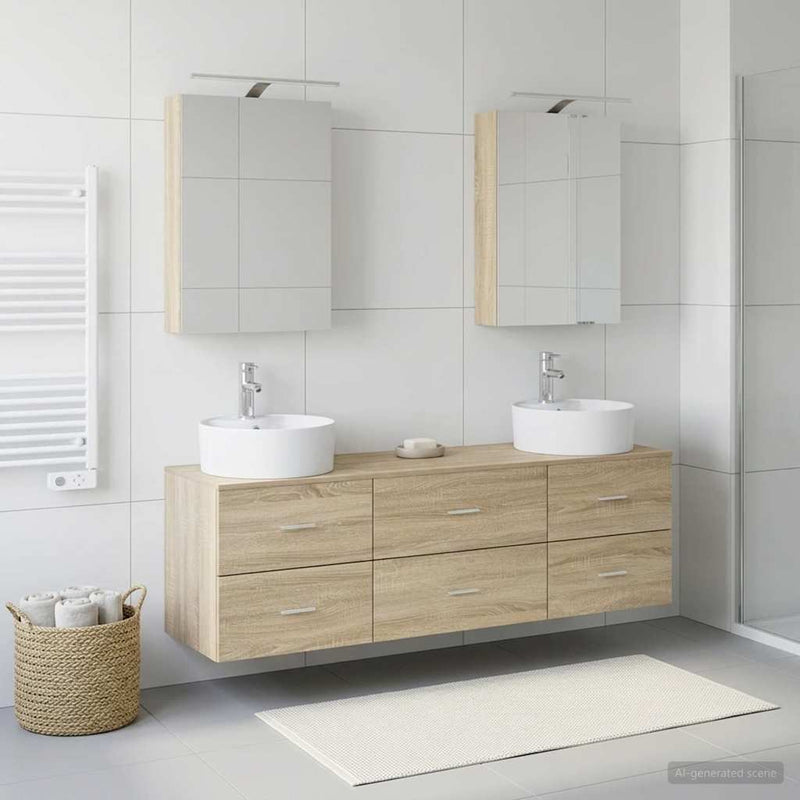 Set de mobilier pentru baie 5 buc. Stejar Sonoma