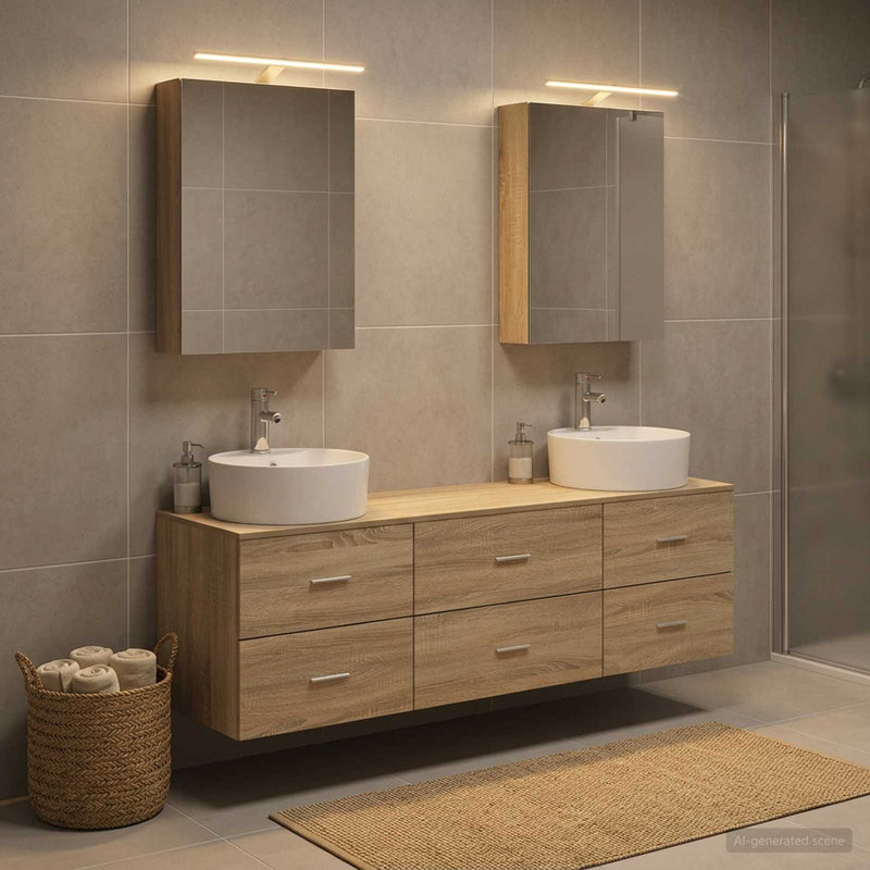 Set de mobilier pentru baie 5 buc. Stejar Sonoma