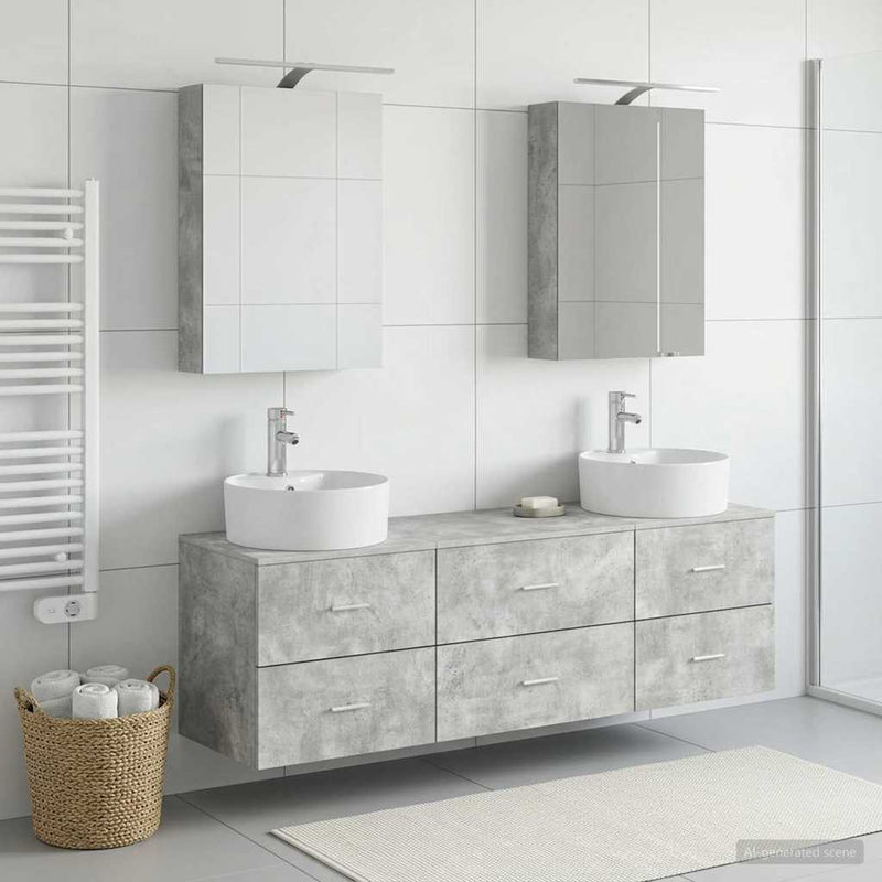Set de mobilier pentru baie 5 buc. Gri Beton