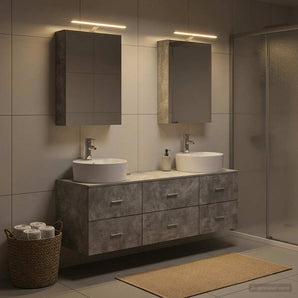 Set de mobilier pentru baie 5 buc. Gri Beton