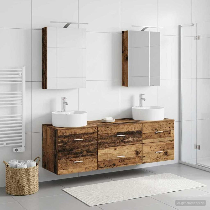 Set de mobilier pentru baie 5 buc. Lemn vechi