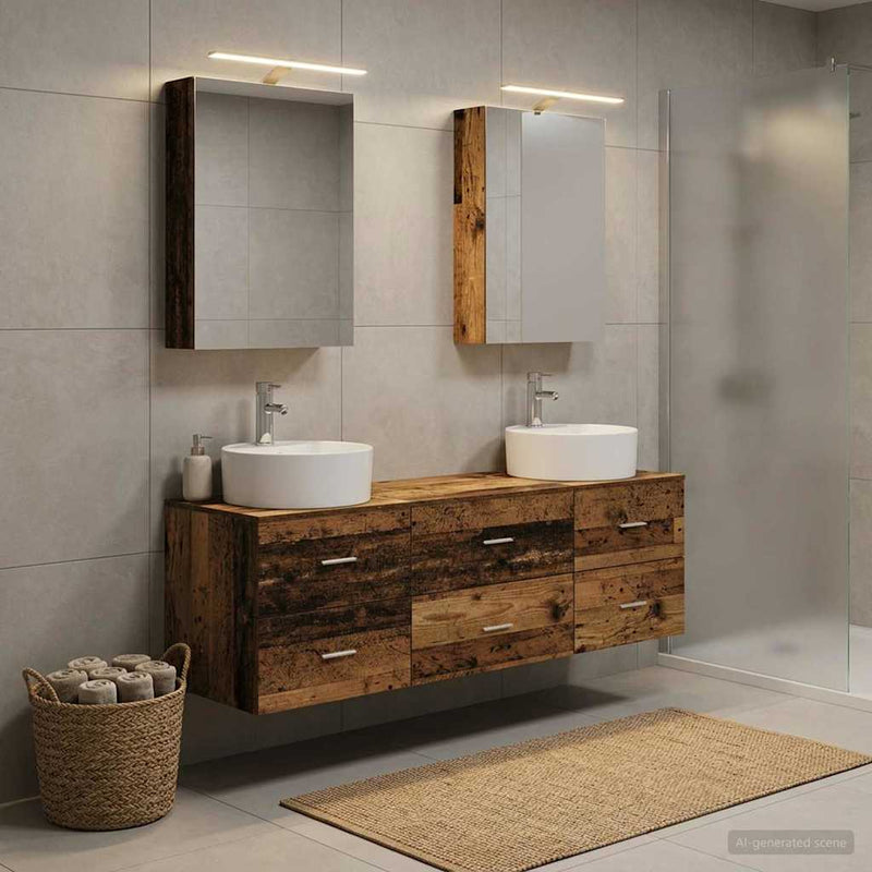 Set de mobilier pentru baie 5 buc. Lemn vechi
