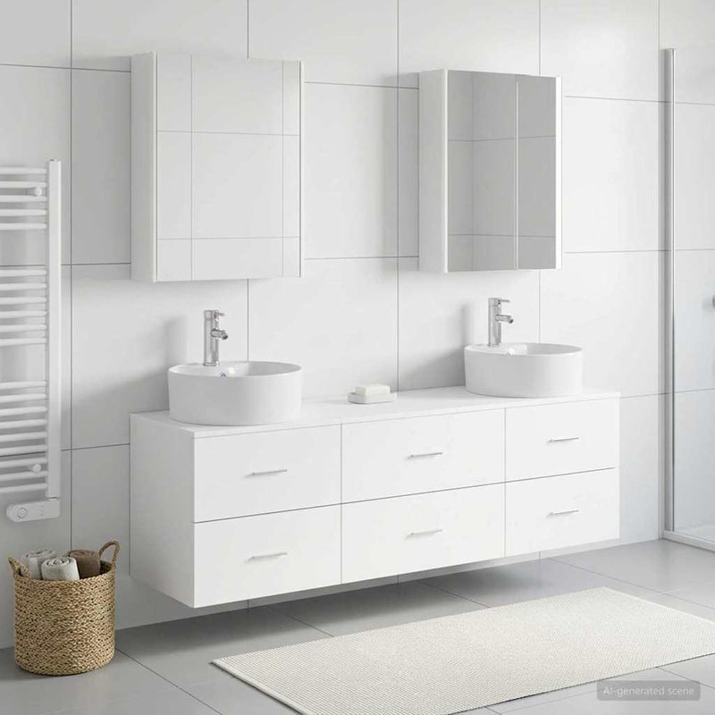 Set de mobilier pentru baie 5 buc. Alb Lemn prelucrat și sticlă