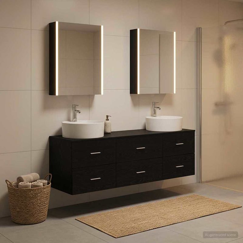 Set de mobilier pentru baie 5 buc. Stejar Negru