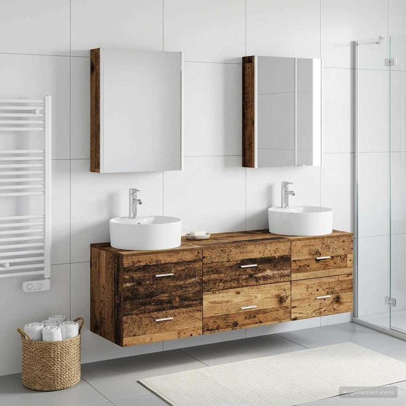 Set de mobilier pentru baie 5 buc. Lemn vechi