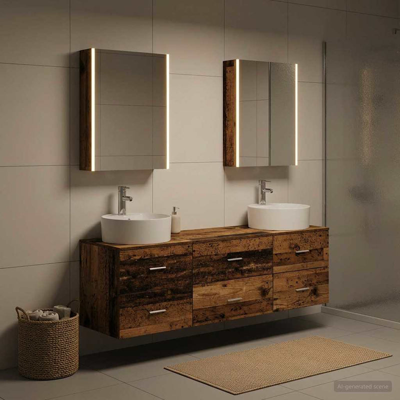 Set de mobilier pentru baie 5 buc. Lemn vechi