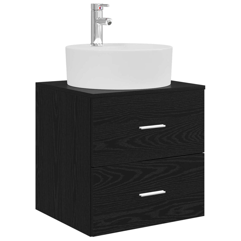 Set de mobilier pentru baie 4 buc. Stejar Negru