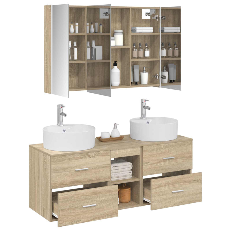 Set de mobilier pentru baie 4 buc. Stejar Sonoma