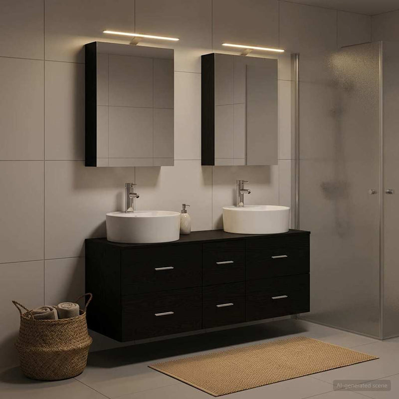 Set de mobilier pentru baie 5 buc. Stejar Negru