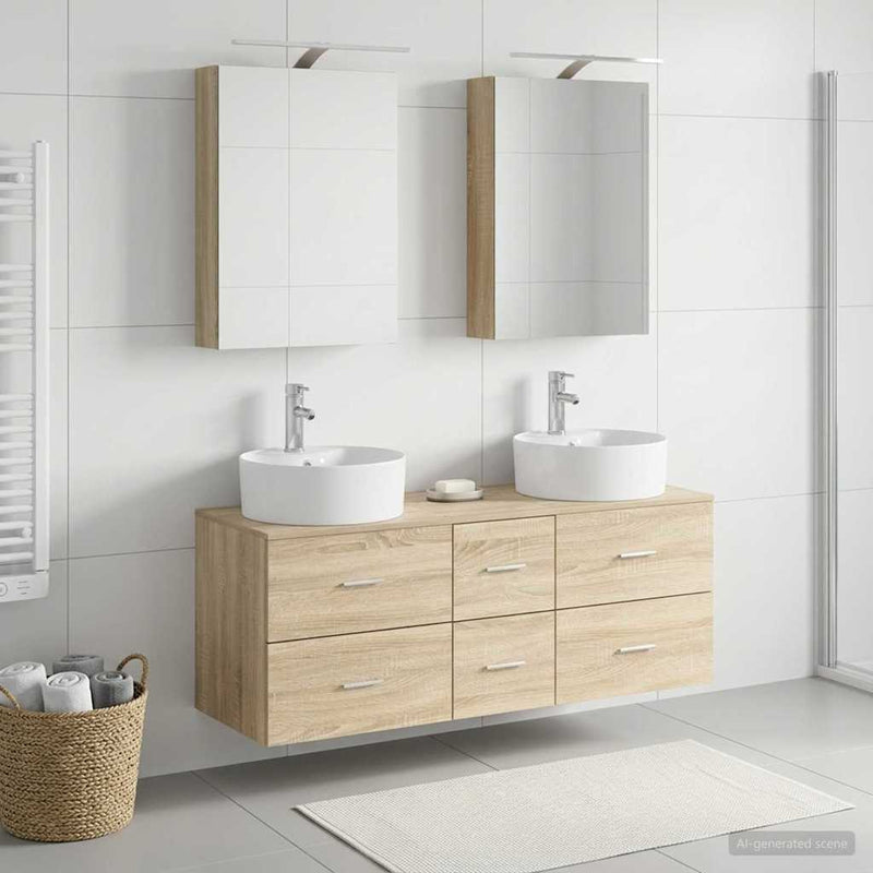 Set de mobilier pentru baie 5 buc. Stejar Sonoma