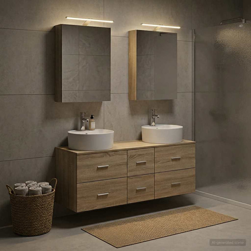 Set de mobilier pentru baie 5 buc. Stejar Sonoma