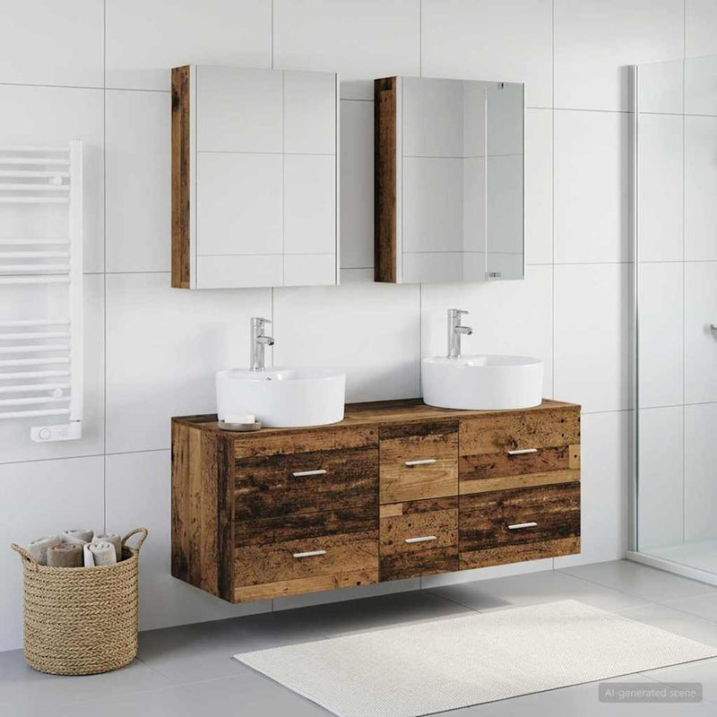 Set de mobilier pentru baie 5 buc. Lemn vechi