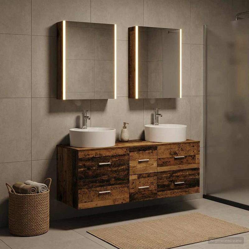 Set de mobilier pentru baie 5 buc. Lemn vechi