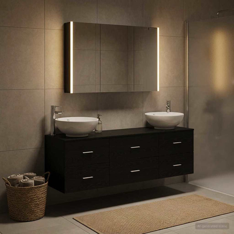 Set de mobilier pentru baie 4 buc. Stejar Negru