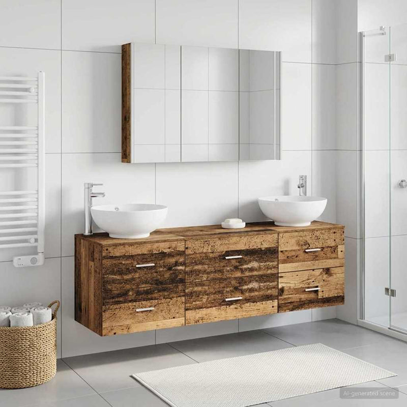 Set de mobilier pentru baie 4 buc. Lemn vechi