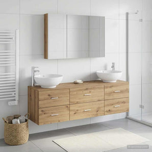 Set de mobilier pentru baie 4 buc. Stejar Artizanal