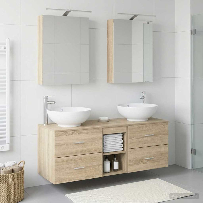 Set de mobilier pentru baie 5 buc. Stejar Sonoma