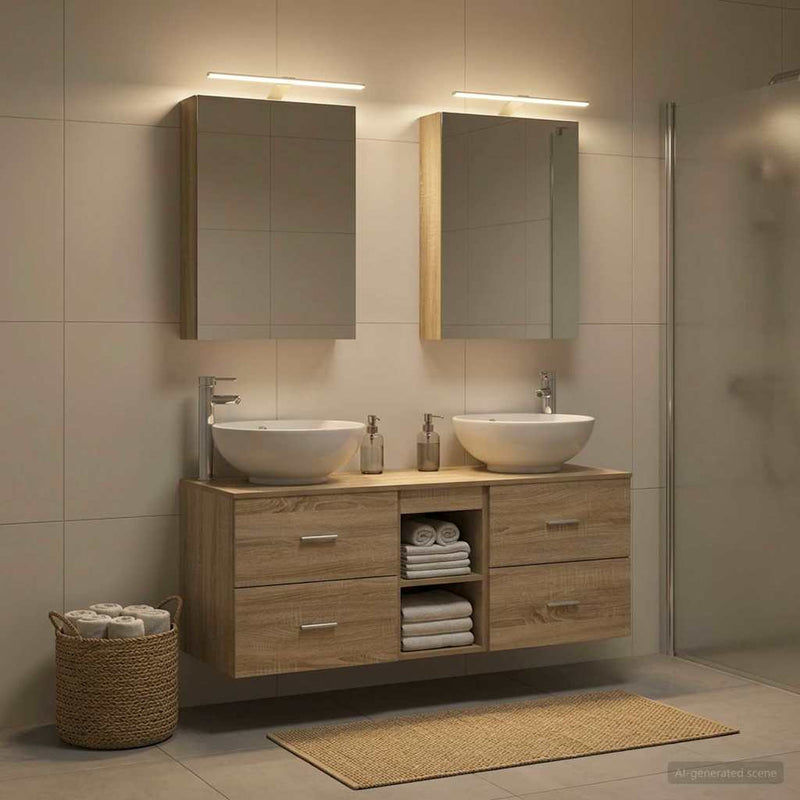 Set de mobilier pentru baie 5 buc. Stejar Sonoma