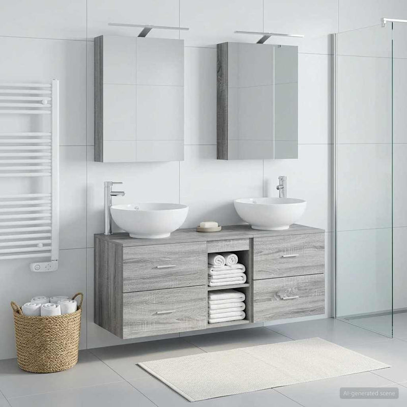 Set de mobilier pentru baie 5 buc. Sonoma gri