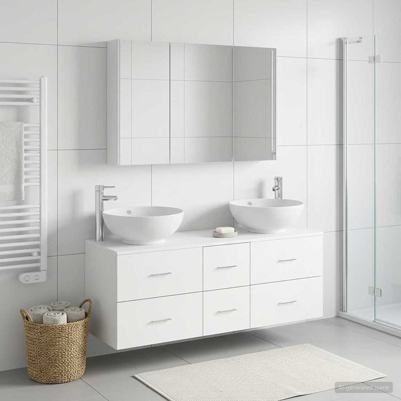 Set de mobilier pentru baie 4 buc. Alb Lemn prelucrat și sticlă