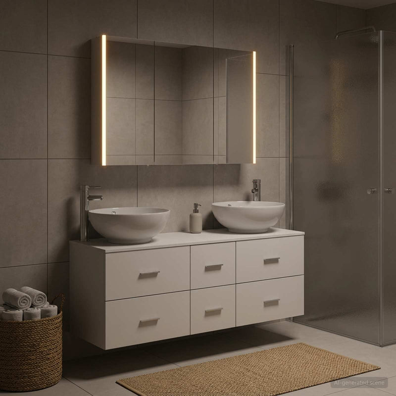 Set de mobilier pentru baie 4 buc. Alb Lemn prelucrat și sticlă