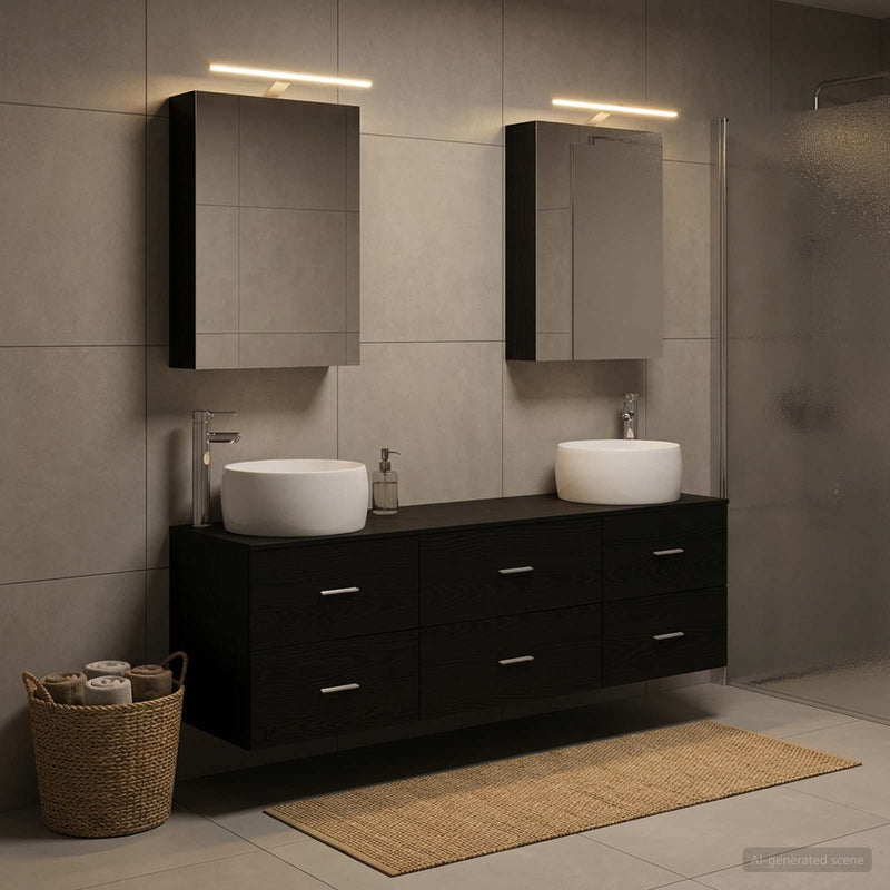 Set de mobilier pentru baie 5 buc. Stejar Negru