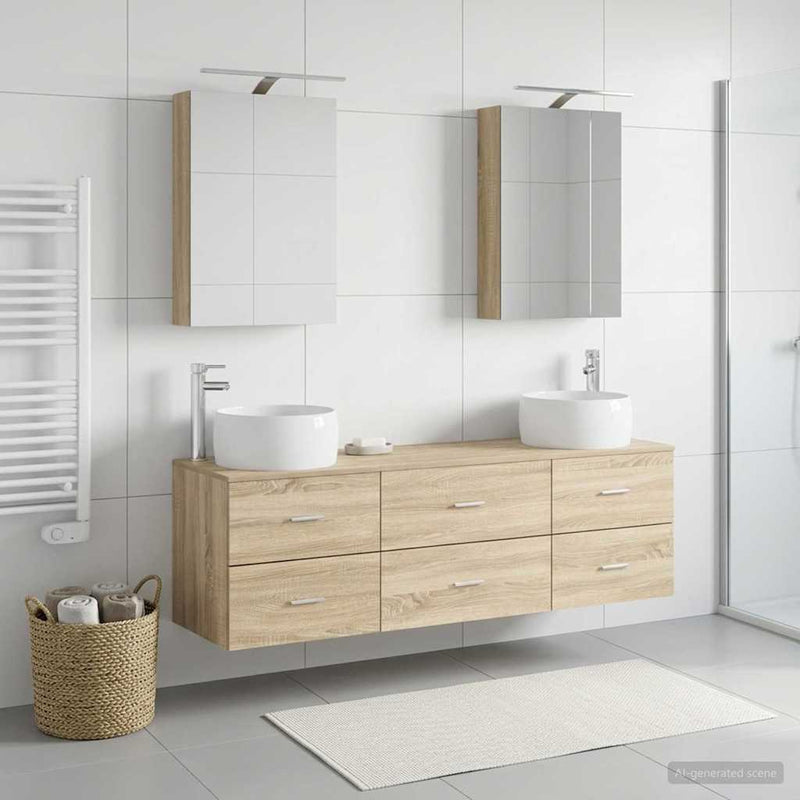 Set de mobilier pentru baie 5 buc. Stejar Sonoma