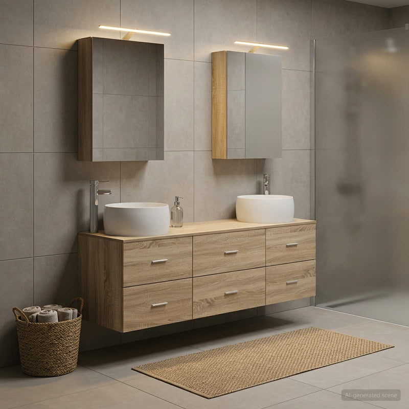 Set de mobilier pentru baie 5 buc. Stejar Sonoma