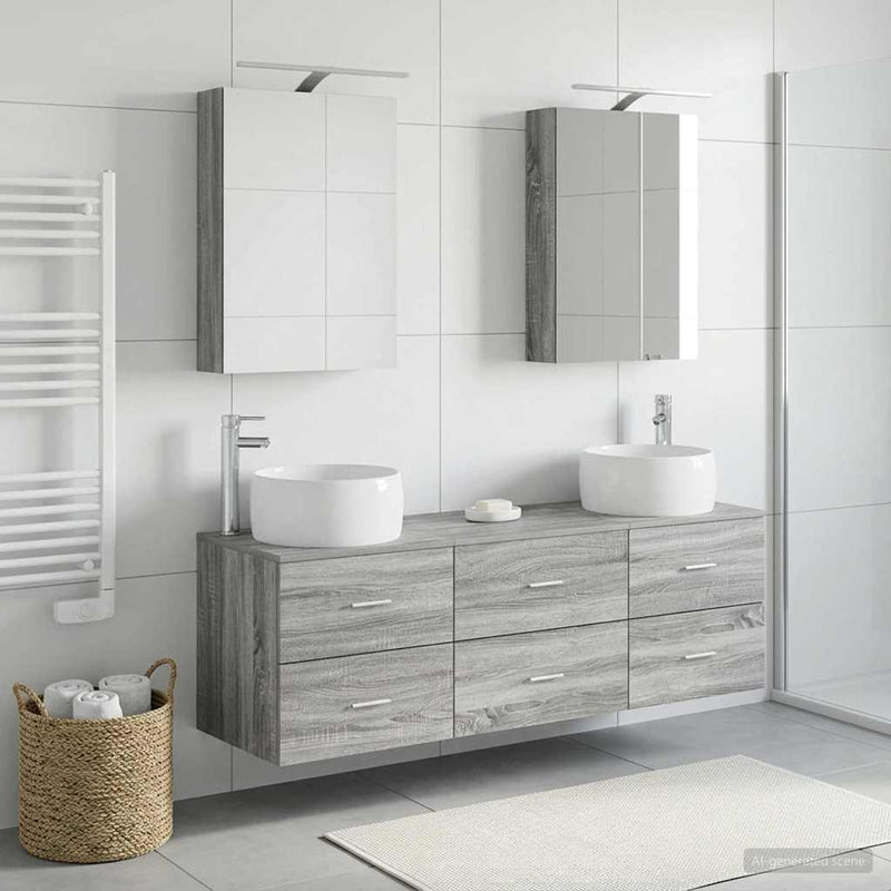 Set de mobilier pentru baie 5 buc. Sonoma gri