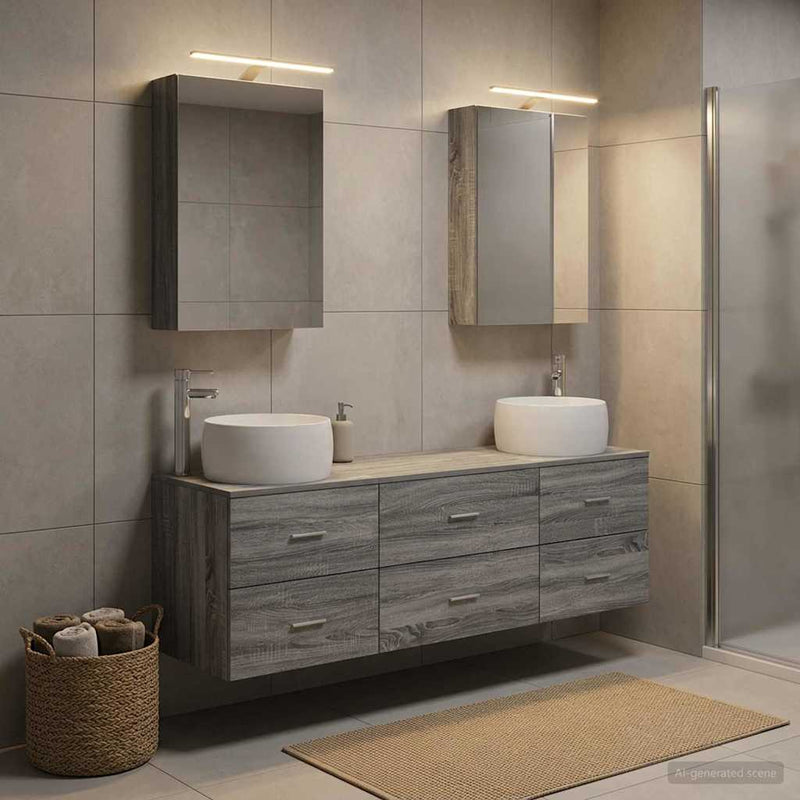 Set de mobilier pentru baie 5 buc. Sonoma gri