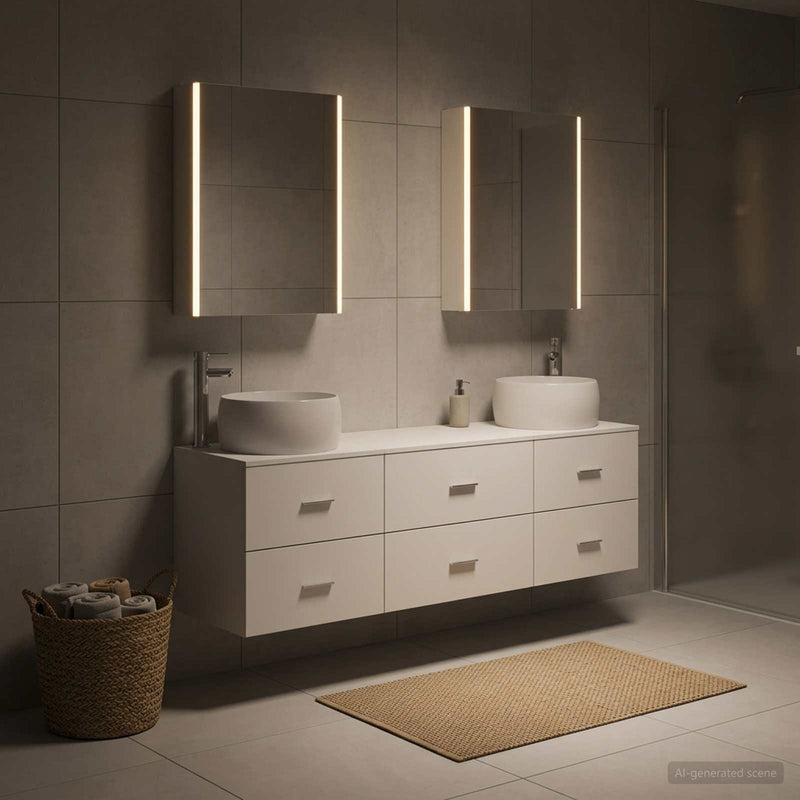 Set de mobilier pentru baie 5 buc. Alb Lemn prelucrat și sticlă