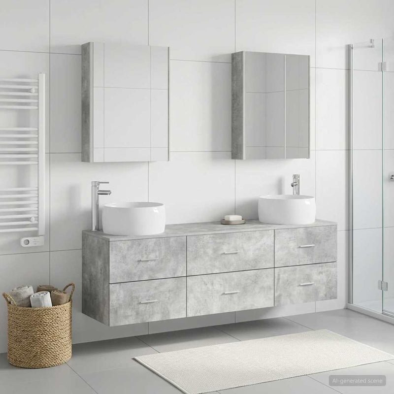 Set de mobilier pentru baie 5 buc. Gri Beton