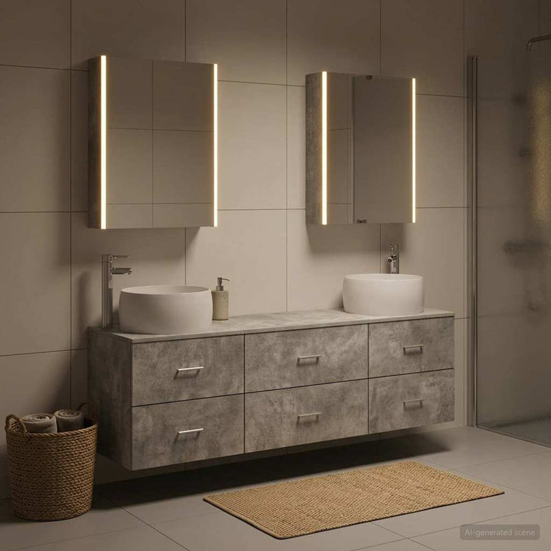 Set de mobilier pentru baie 5 buc. Gri Beton