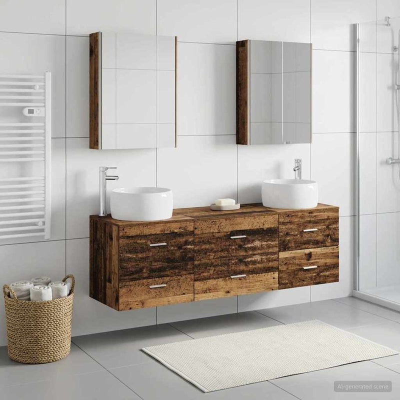 Set de mobilier pentru baie 5 buc. Lemn vechi