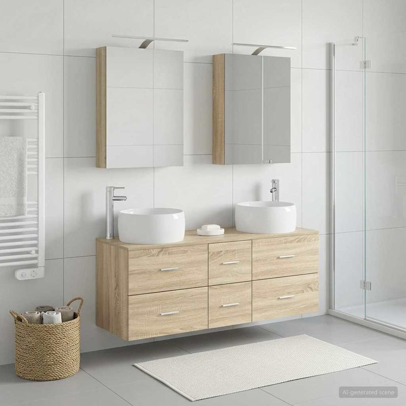Set de mobilier pentru baie 5 buc. Stejar Sonoma
