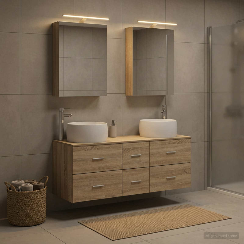 Set de mobilier pentru baie 5 buc. Stejar Sonoma