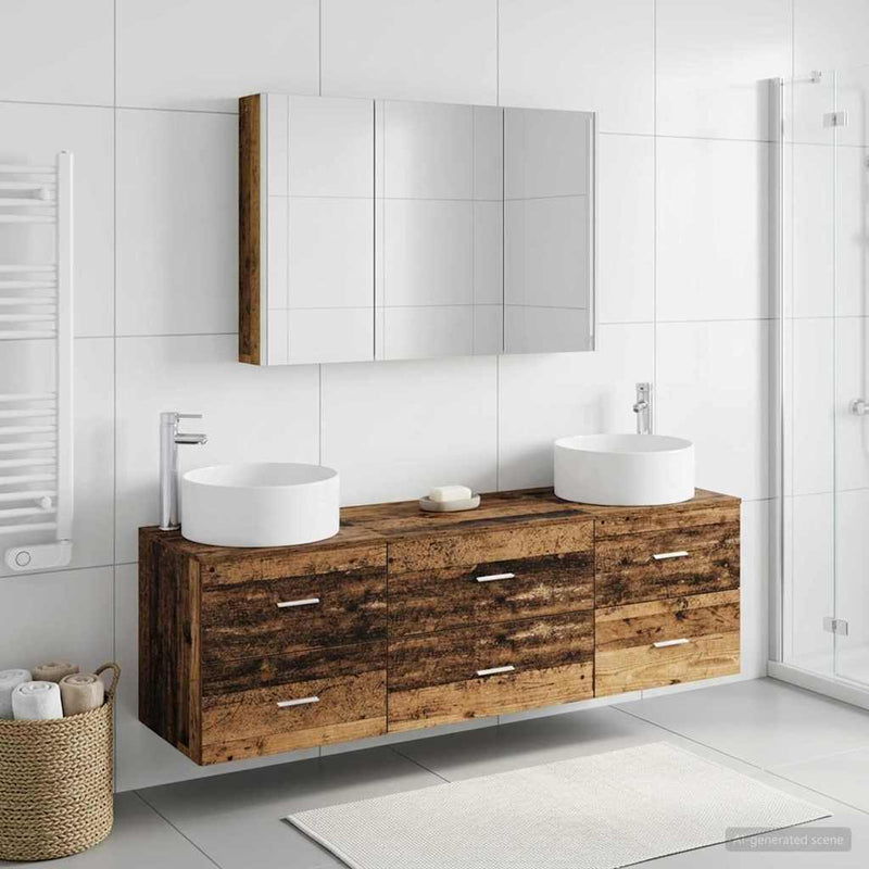 Set de mobilier pentru baie 4 buc. Lemn vechi