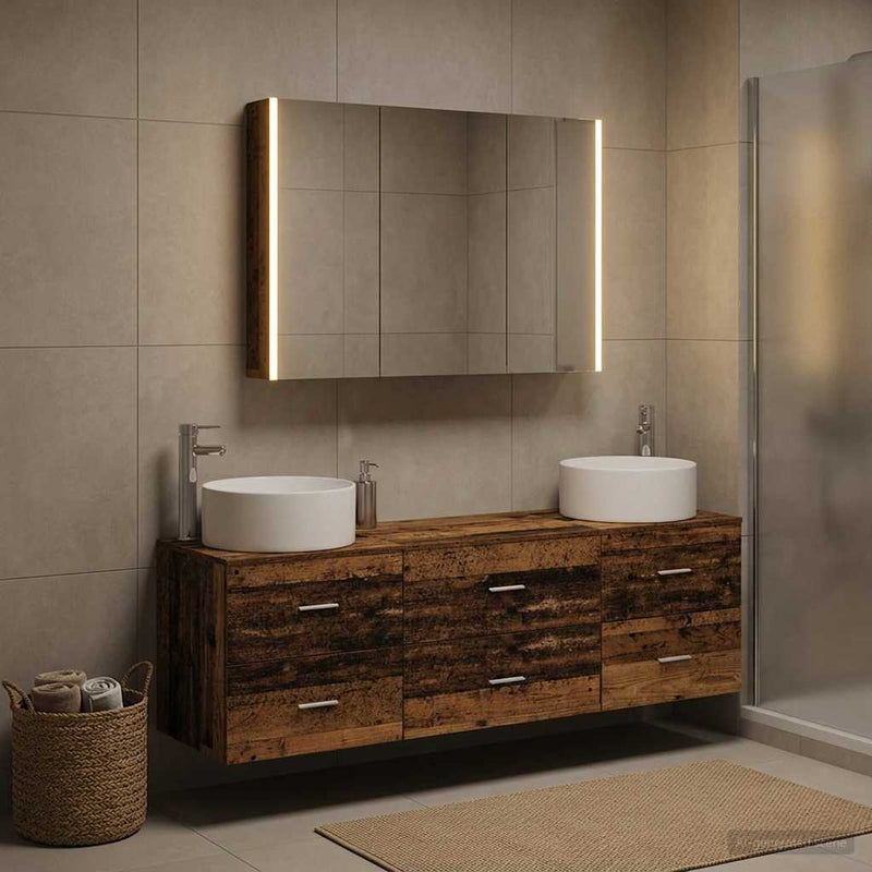 Set de mobilier pentru baie 4 buc. Lemn vechi