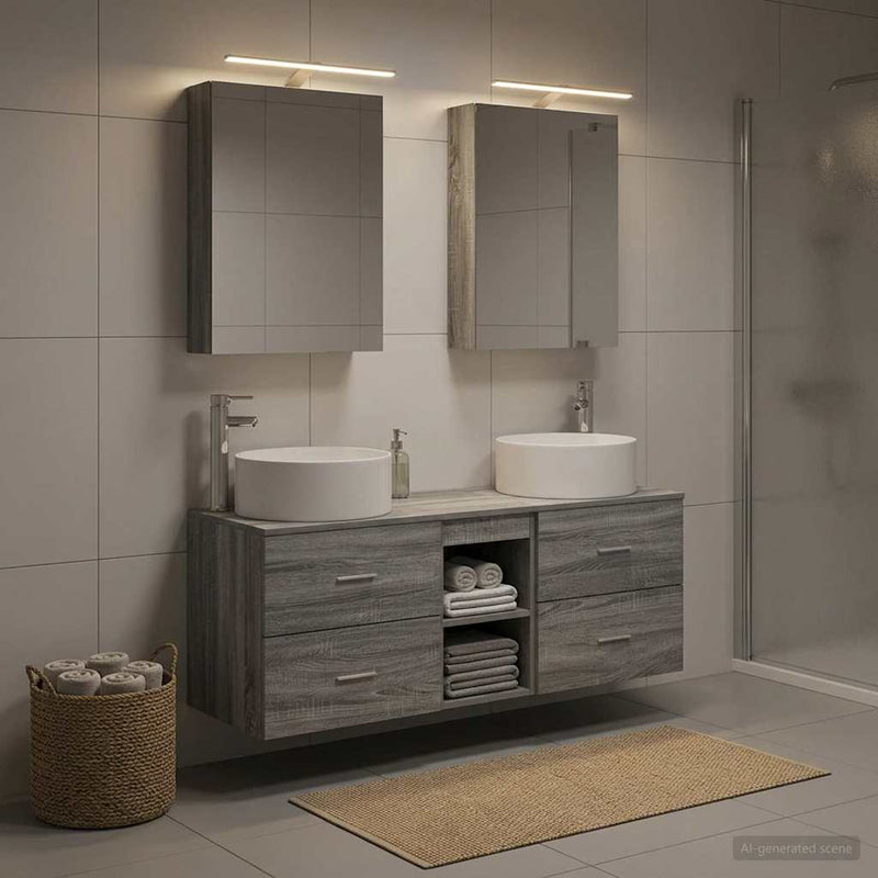 Set de mobilier pentru baie 5 buc. Sonoma gri