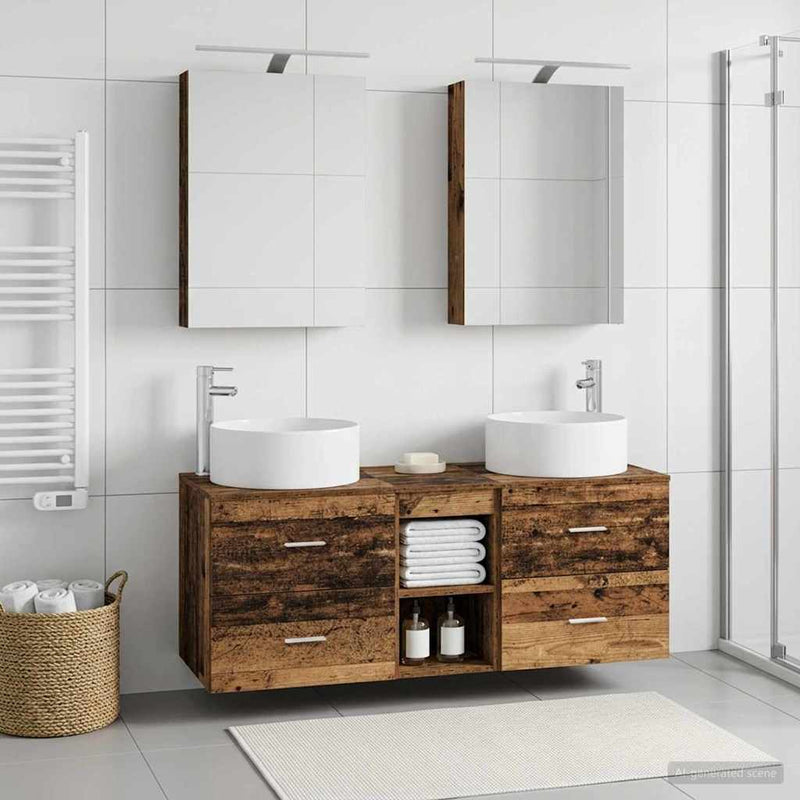 Set de mobilier pentru baie 5 buc. Lemn vechi