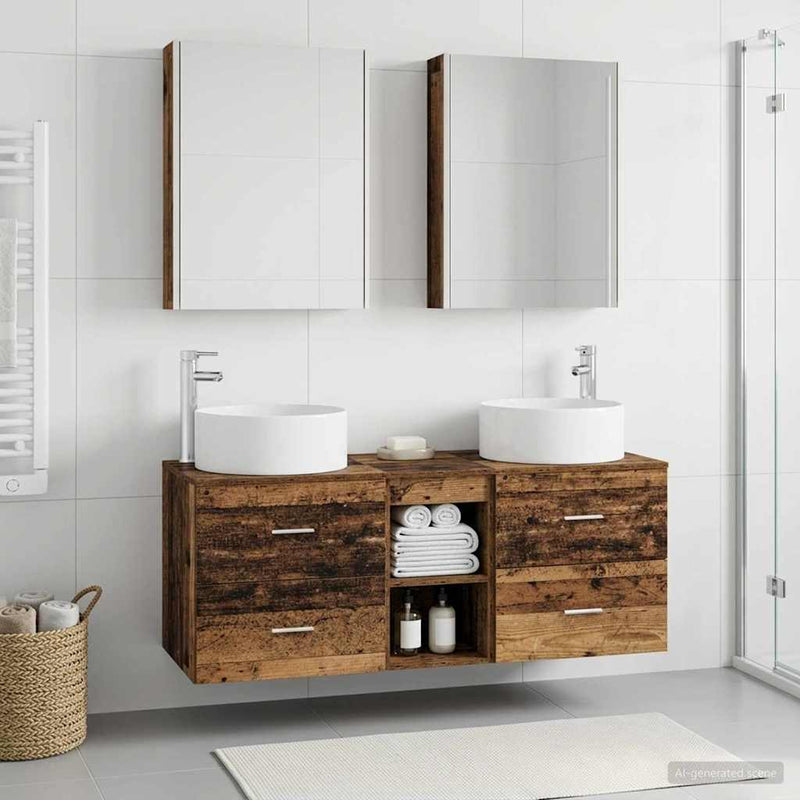 Set de mobilier pentru baie 5 buc. Lemn vechi