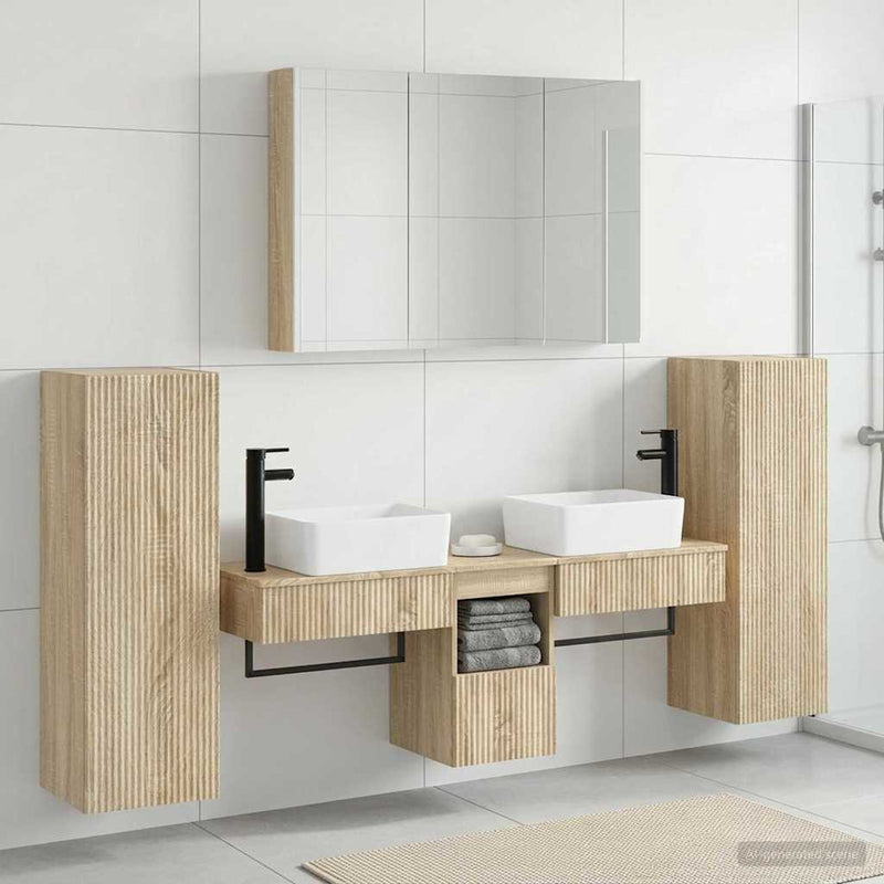 Set de mobilier pentru baie 6 buc. Stejar Sonoma