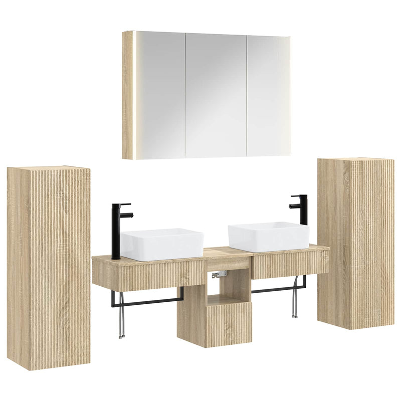Set de mobilier pentru baie 6 buc. Stejar Sonoma