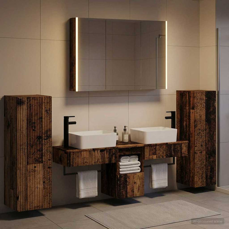 Set de mobilier pentru baie 6 buc. Lemn vechi
