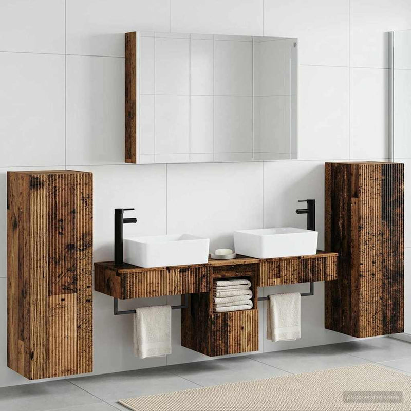 Set de mobilier pentru baie 6 buc. Lemn vechi