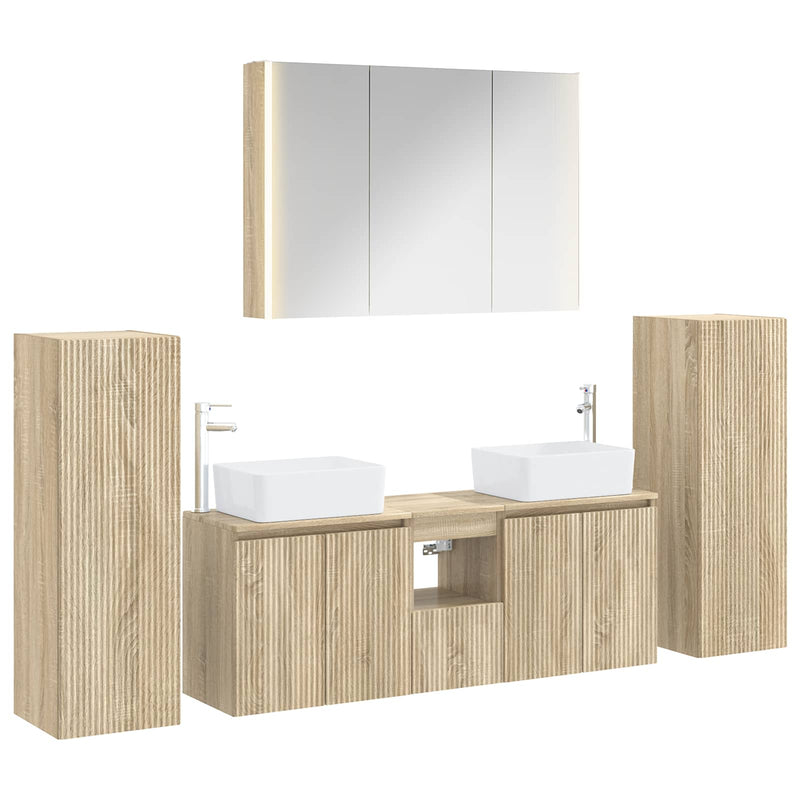 Set de mobilier pentru baie 6 buc. Stejar Sonoma